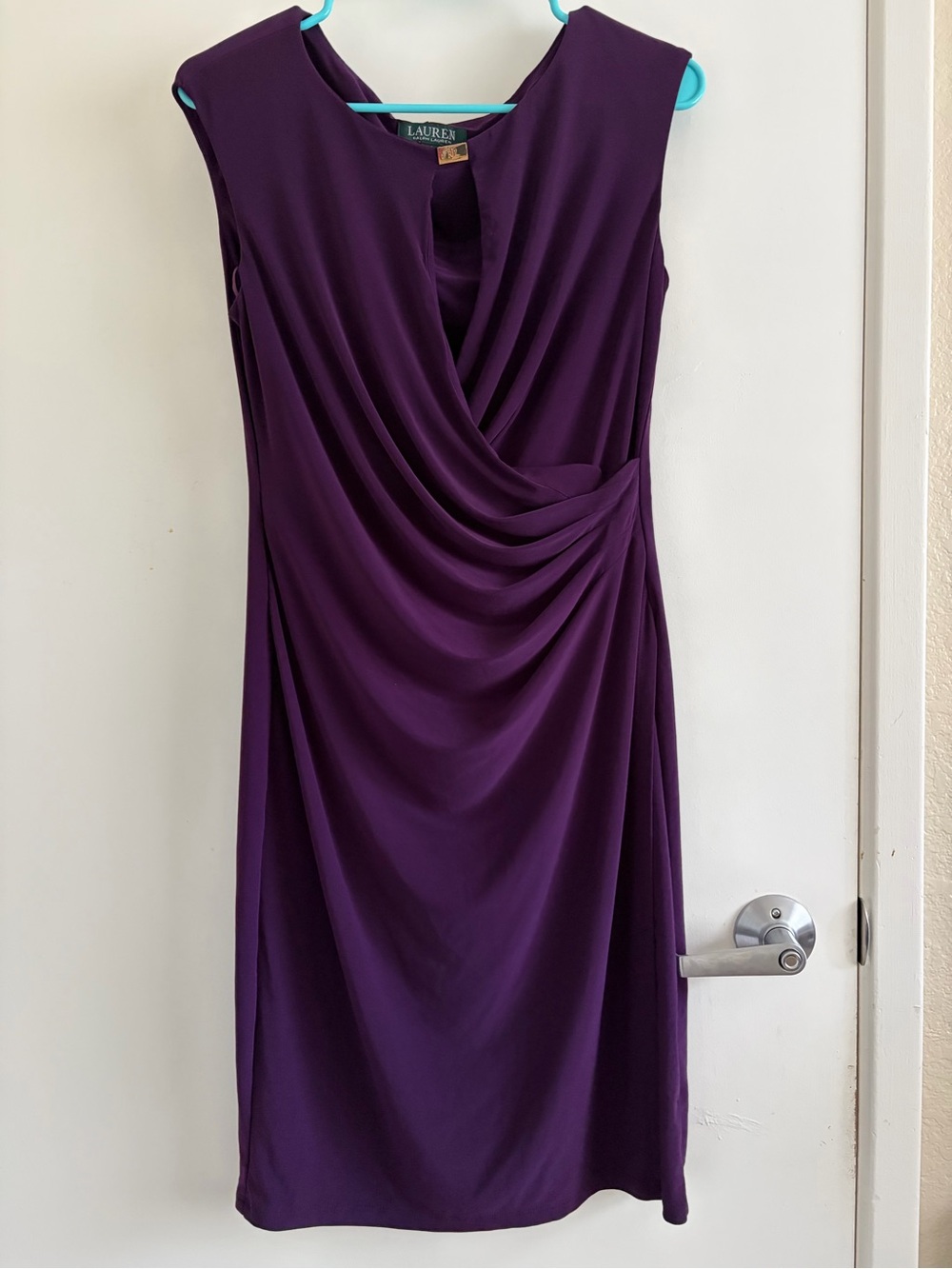 Ralph Lauren Deep Plum Draped Sheath Dress